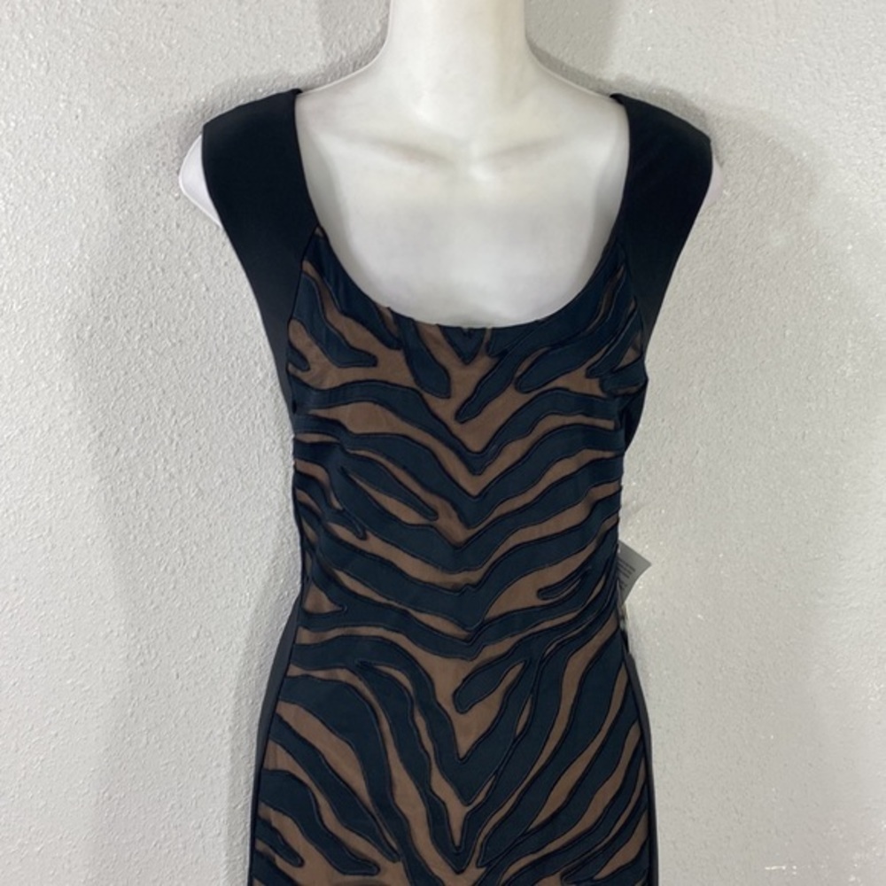 NWT Anne Klein black animal panel stretch sheath dress 14